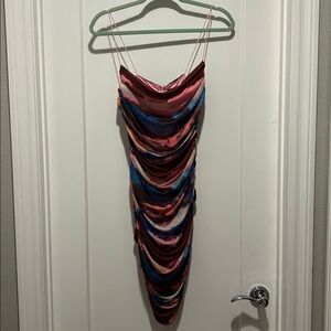 Multicolor Draped Slip Dress